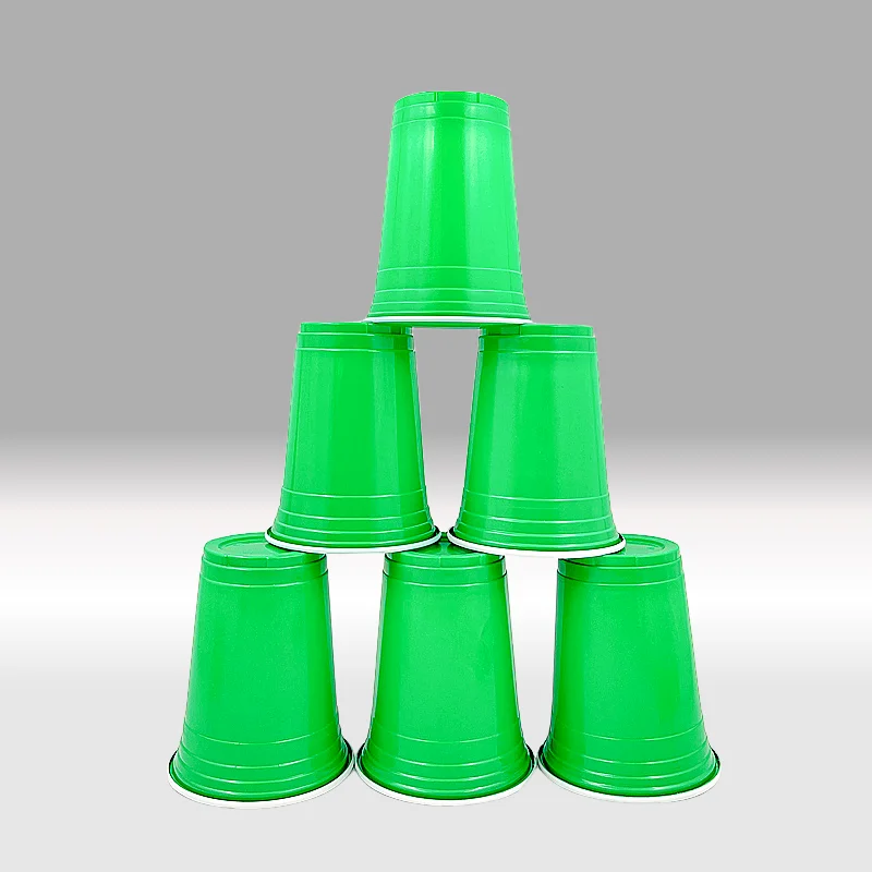 Customized logo vasos de plastico double color pink game Disposable plastic blue Cups with table tennis pingpong ball party cups