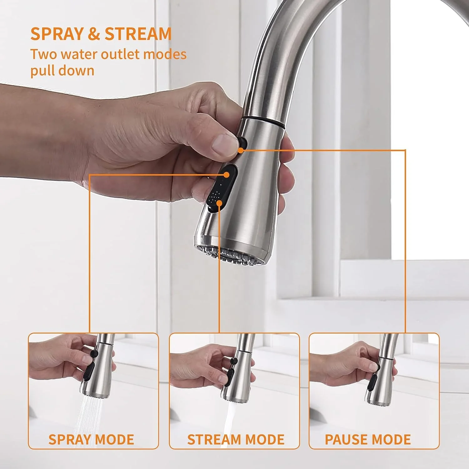 304 stainless steel Kitchen Faucet with Pull Down Sprayer Motion Sensor Kitchen Faucet with Kitchen Soap Dispenser