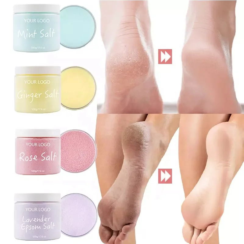 Wholesale Private Label Spa Relaxing Lavender Foot Soak Bath Scrub Sel De Bain Organic Epsom Salt