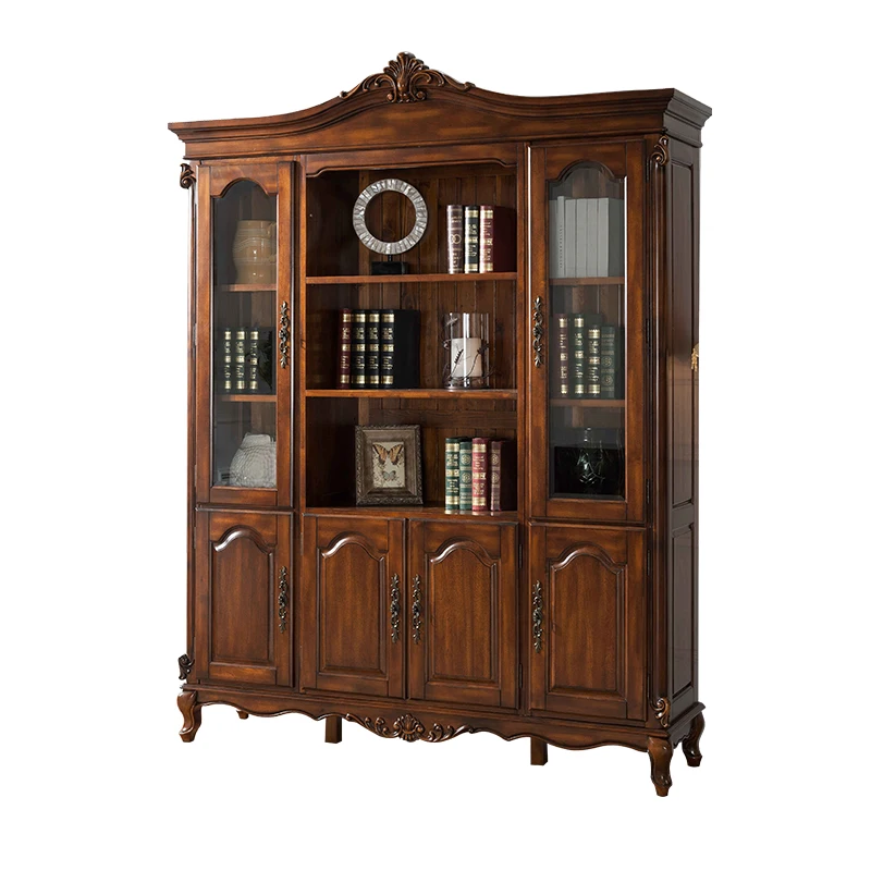 Welliton OEM ODM American Style Study Room Furniture Modern Floor Wooden Multifunctional Bookcase