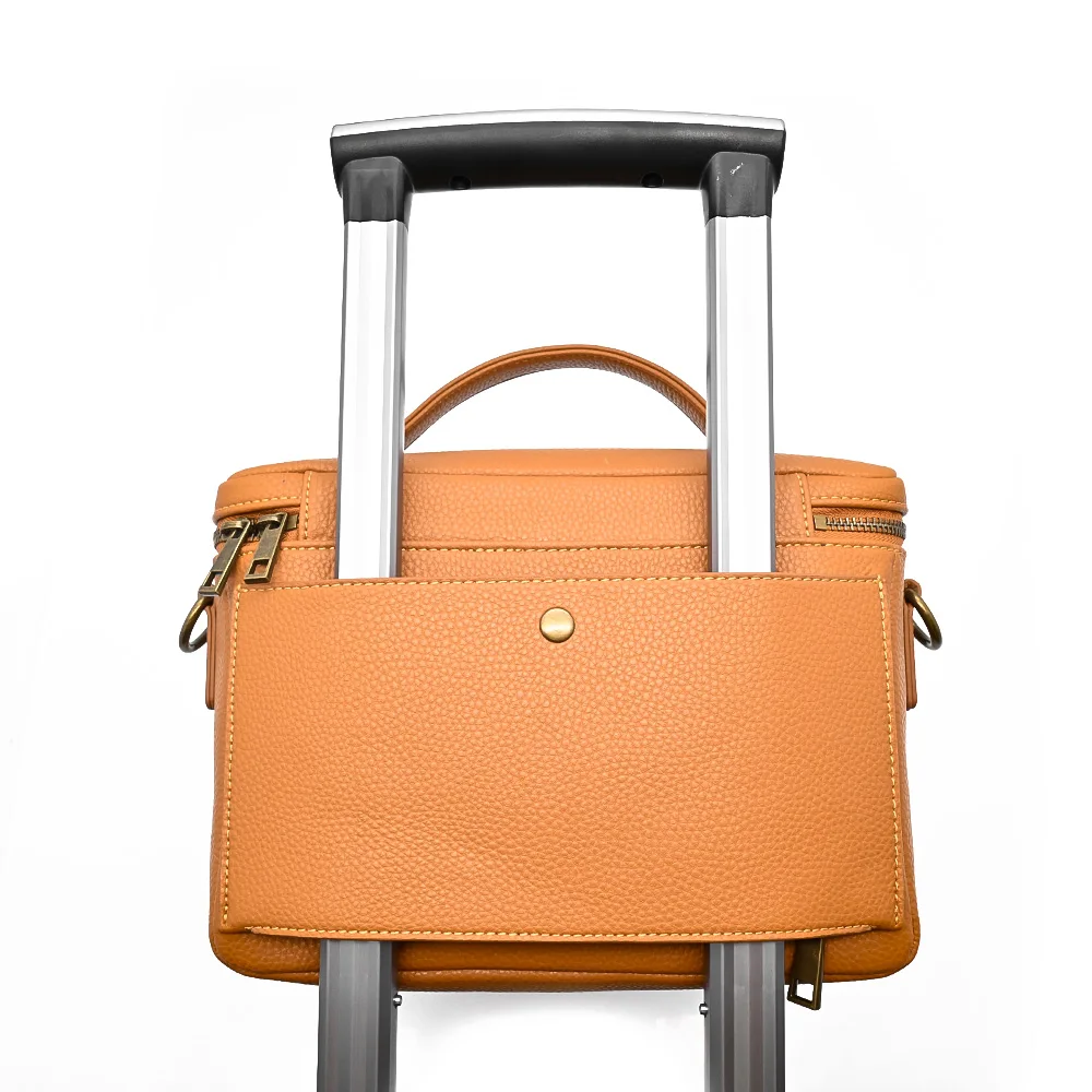 Custom Trendy Professional Brown Vegan Microfiber Leather Crossbody Camera Lens Bag for Photography