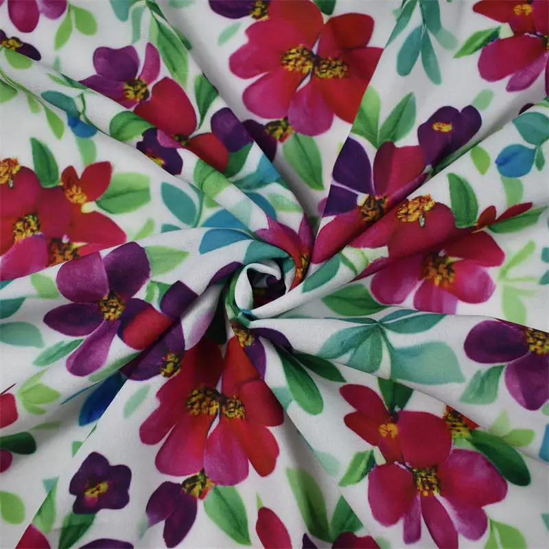 New Fashion 100% Polyester Tulle Fabric Weave Colorful Rose Print Chiffon Fabric For Garment