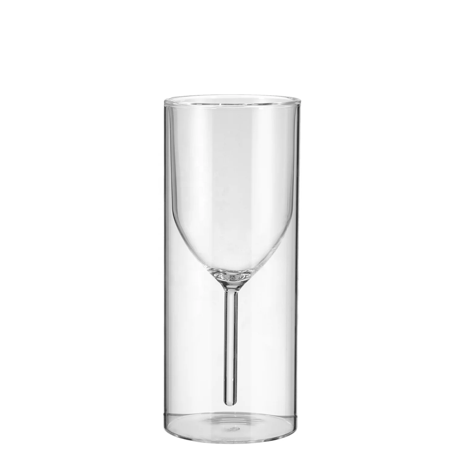 Factory High Borosilicate creative Double Wall Insulated Cup Upside Down Double-Layer wine glass