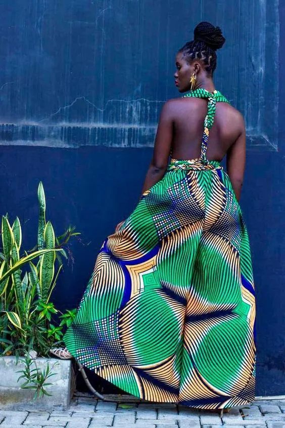  2021 Hot Selling Ethnic Style Print Bandage Wear African Ultra-wide-leg Jumpsuit Multi-way