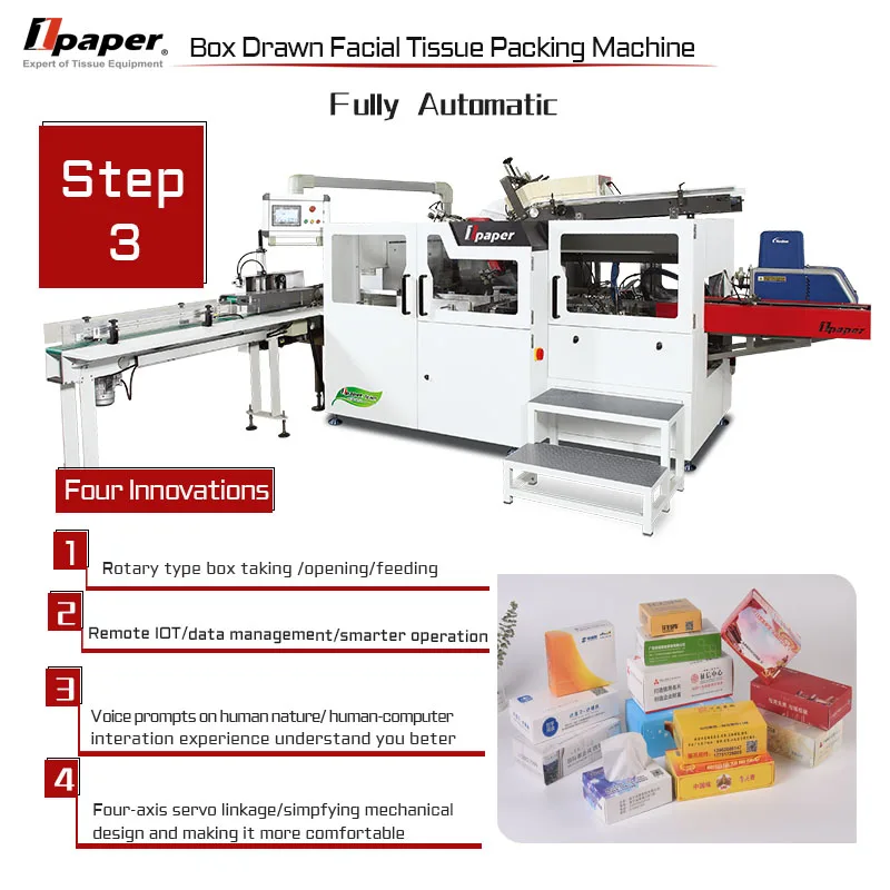 Manual  Full Automatic Box Pumping Facial Tissue Carton Box Sealing Packing Machine Production Line
