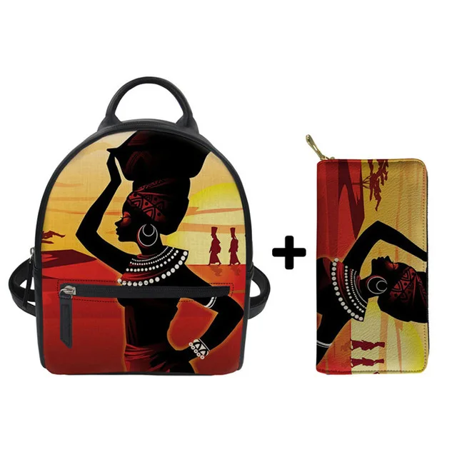 Women PU Leather Backpack College Rucksack Mini Backpack Travel Bag Afro Black Girls Teenager Rucksack Sac A Dos 2019