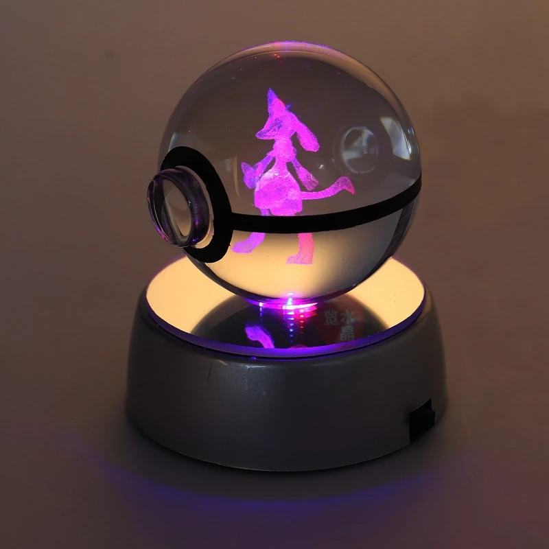 Hot Sale Crystal Eengraved Crafts K9 Ball Lucario With USB LED Glowing Led Base
