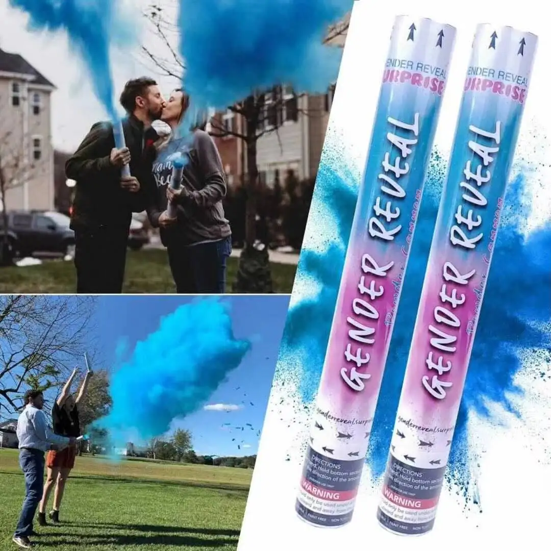 30cm wholesale facorty supply Gender Reveal baby pink and baby blue confetti and powder cannon