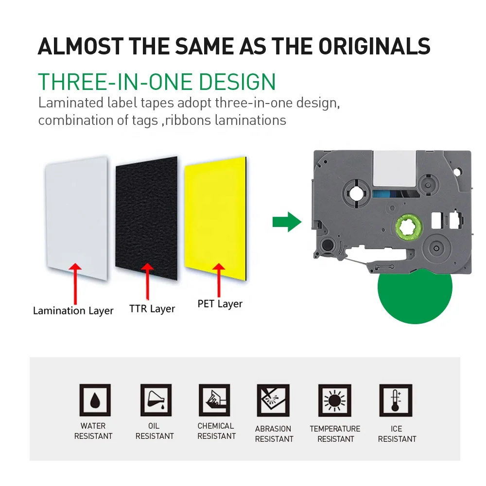 INK-POWER 36mm Compatible Tze-261 Tze261 TZ Tze 261 Tz-261 Tz261 Black on White Laminated Label Tape Ribbon for Brother Printer
