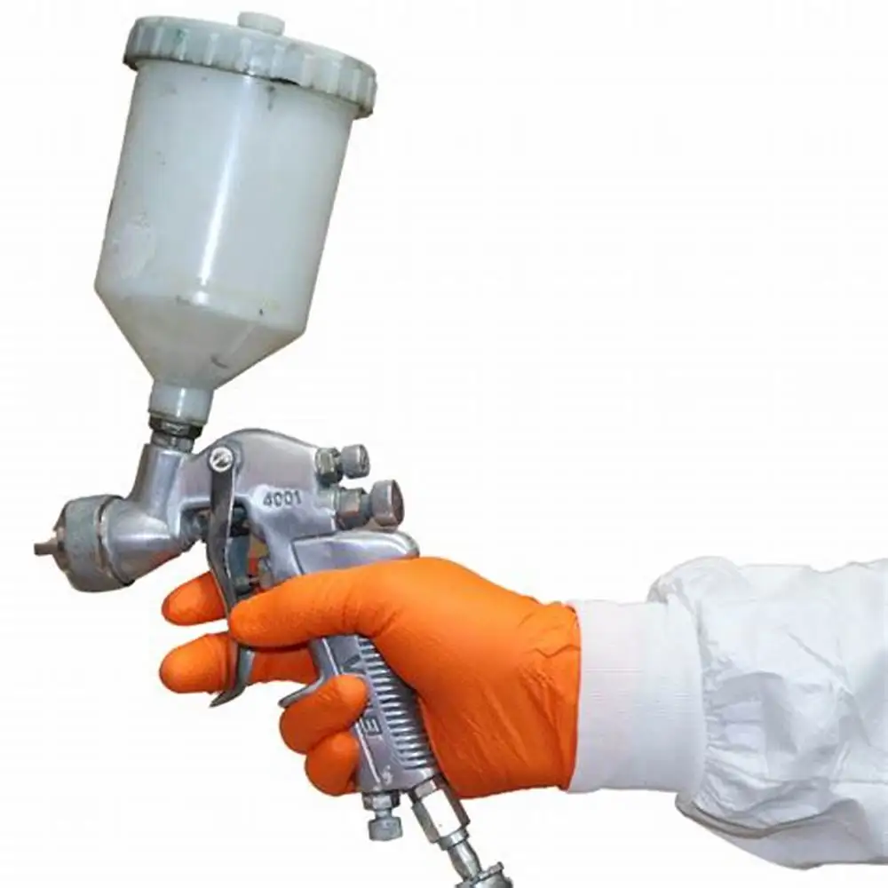 Automotive spray painting services diamond Orange Gloves Nitrile Car Fixer Repairing Heavy Thick nitrile Gloves