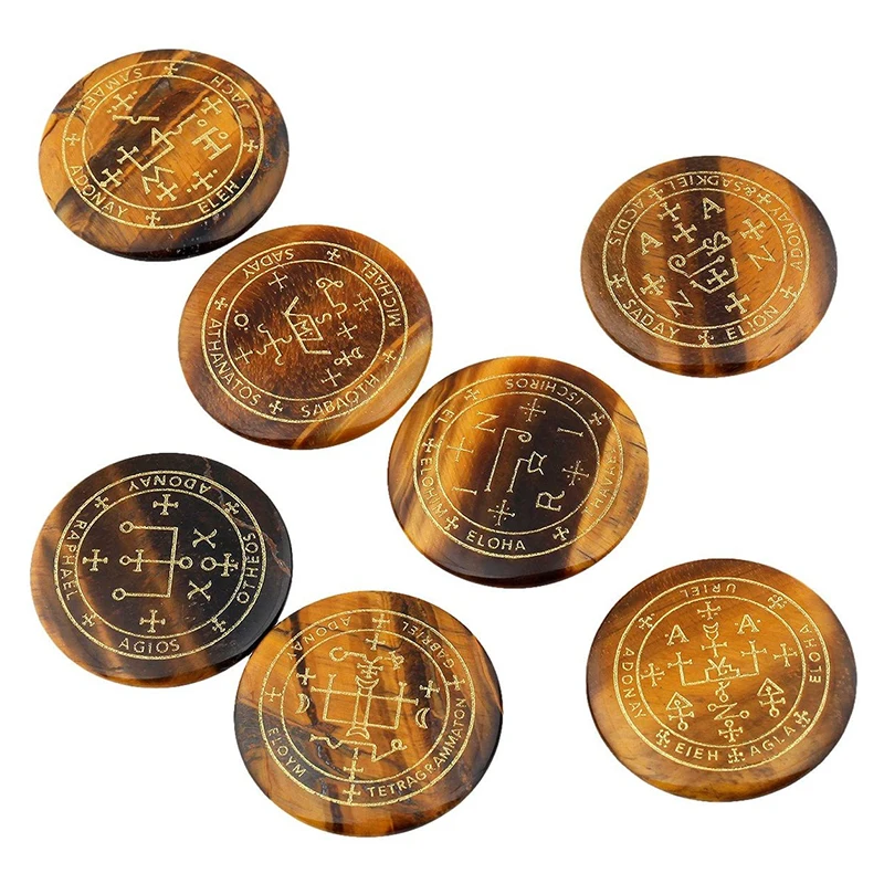Archangel Magic Array Engraved Crystal Palm Rose Amethyst Slice Chakra Reiki Rune Stones