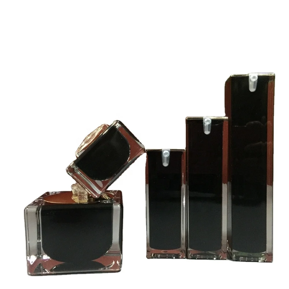 free sample 15g 30g 50g luxury plastic cosmetics square black acrylic cream jar