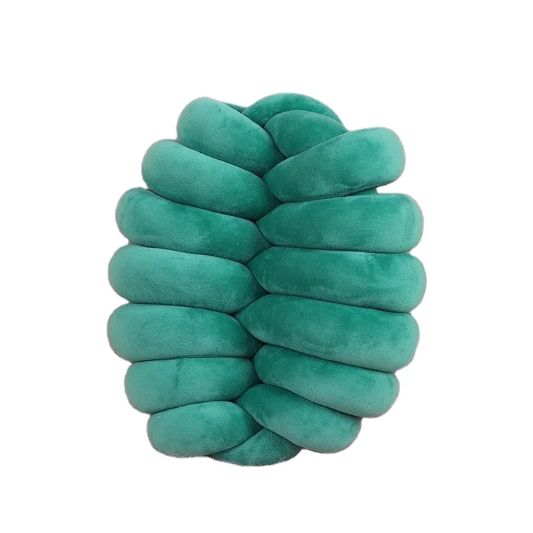 
2019 High quality velvet Round Designed Knitted Chunky Knot Ball Throw Pillow For Decoration 