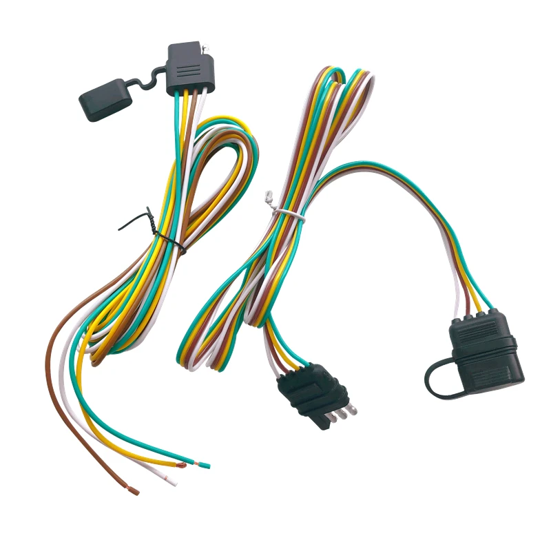 4 Way Plug Trailer Light Wiring Harness Extension Customized Single Head 4-pin Trailer Flat Cable Harness Wire Loom Assembly