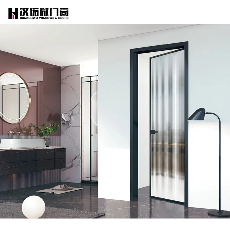 Private high-end customized thickened toughened glass door aluminum alloy convenience store bathroom kitchen flat door