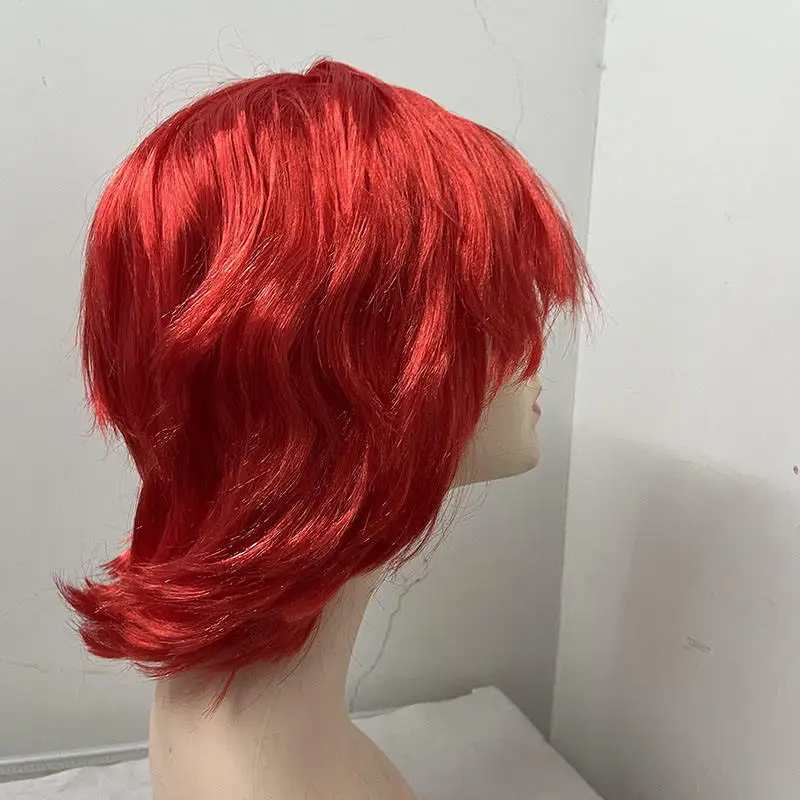 Wig Red pink Short Hair Cos Style Short Boys Wigs Cosplay Wigs For Men