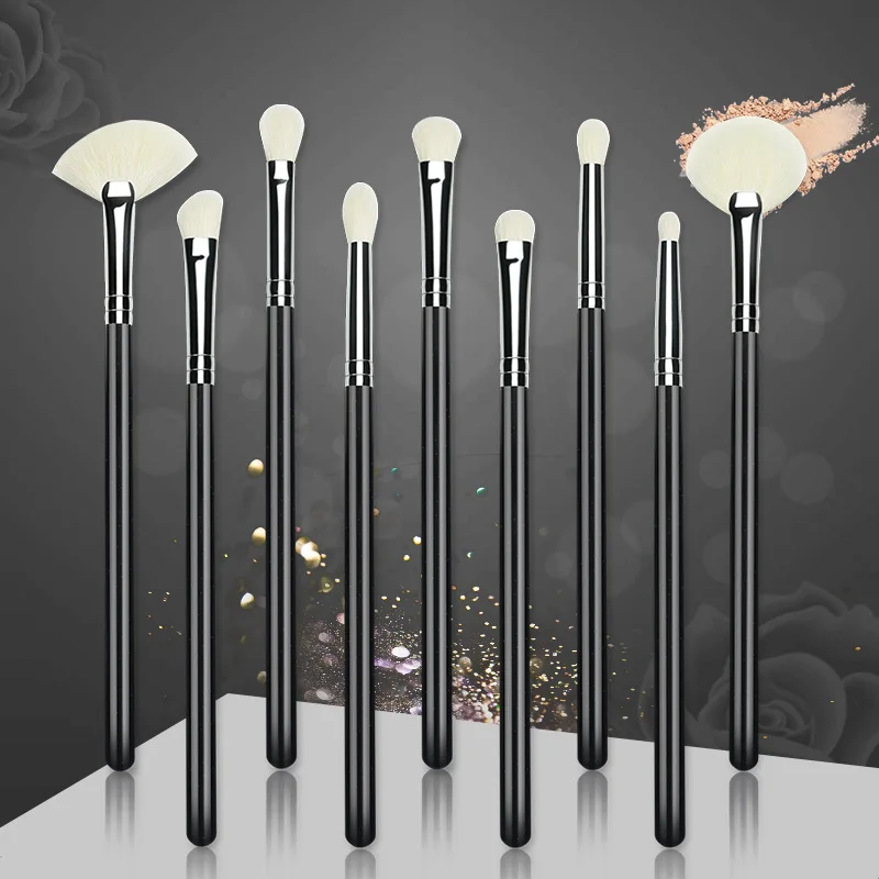 Wholesale Private Label 9 PCS Professional Animal Hair Eyeshadow Brush Set with Low MOQ