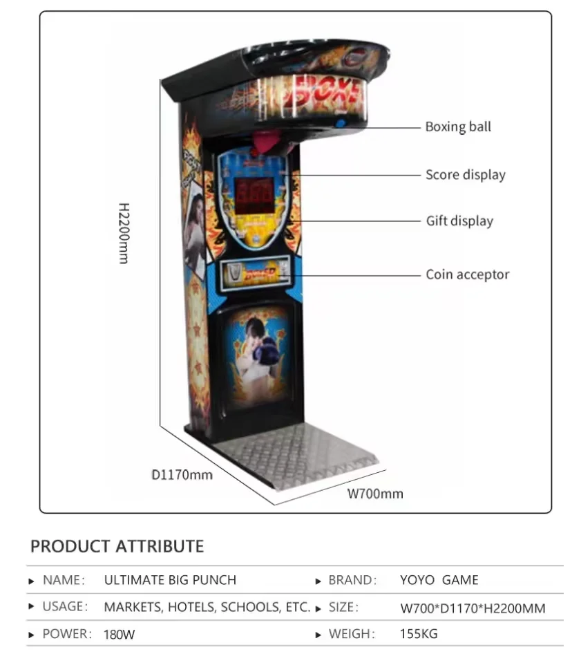 2 Player Outdoor Mall Dragon Boxing Machine 220V Arm Strength Test Arcade Equipment Fun Coke Boxing Machine
