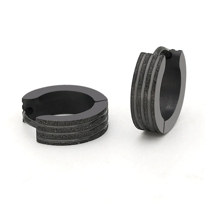 fashion steel earring sandblast 4 colors earring for the boys