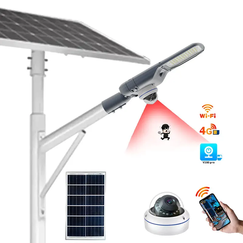 BBIER Solar Exterior With 4G WIFI Camera 50W Outdoor Solar Lights With Motion Sensor Smart Solar Light