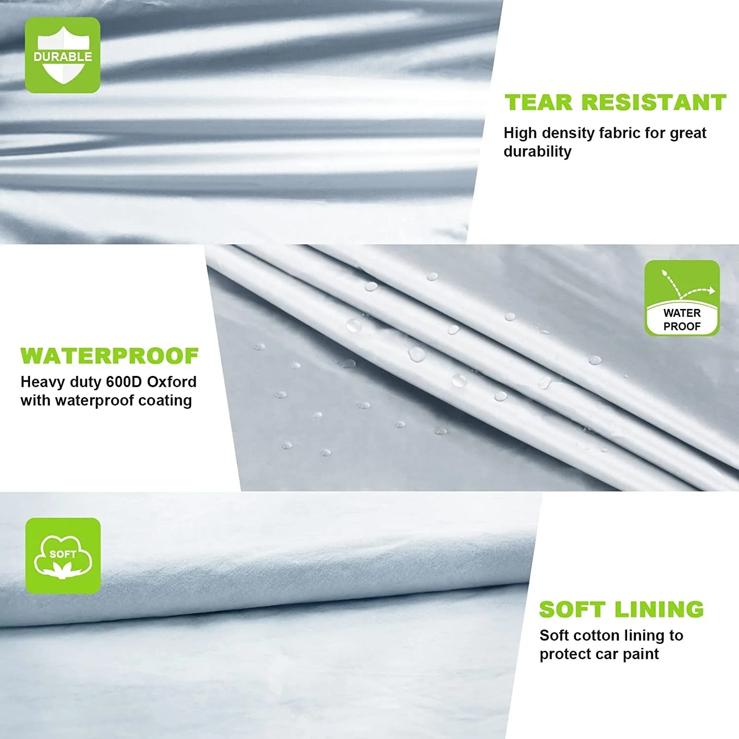 Woqi Universal Fit Waterproof Sun Shade PEVA Cotton Outdoor SUV Full Car Cover With Reflective