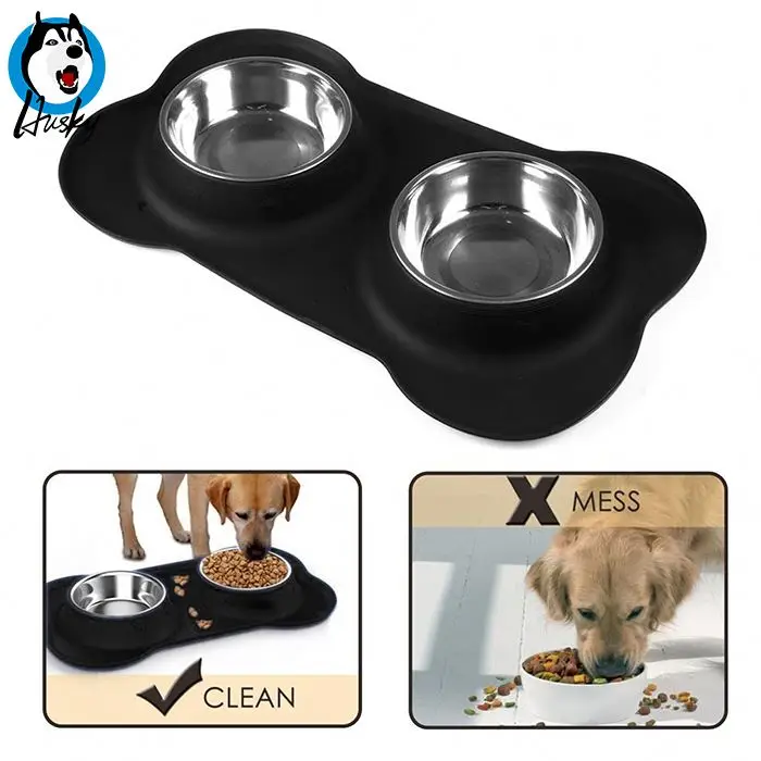 Pet Bowl Food Bowls Feeder Steel Dispenser Stainless Portable Cat Lick Mat Container For Dogs Treat & Dog Drinking Water Bottle