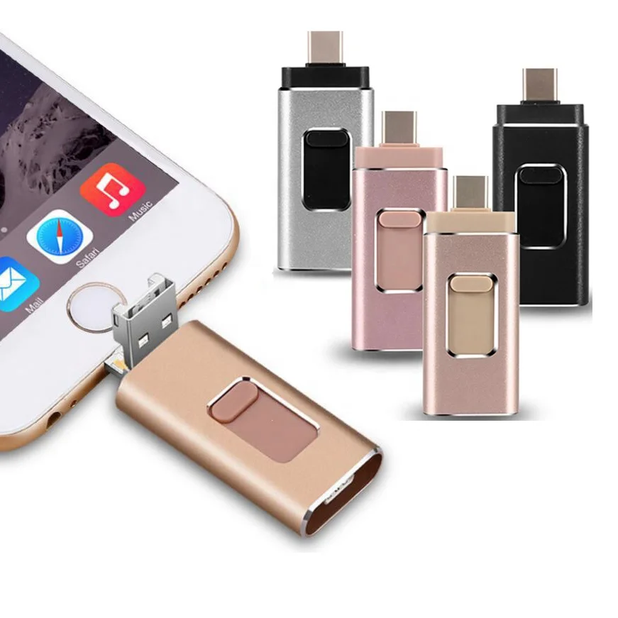 For iphone for Samsung free custom logo printing usb 3.0 memory stick otg 4 in 1 Type c otg usb flash drive