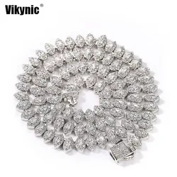 2021 New  Hip Hop CZ Iced Out Copper Inlaid Zircon Horse Eye Necklace full diamond Cuban Link Chain