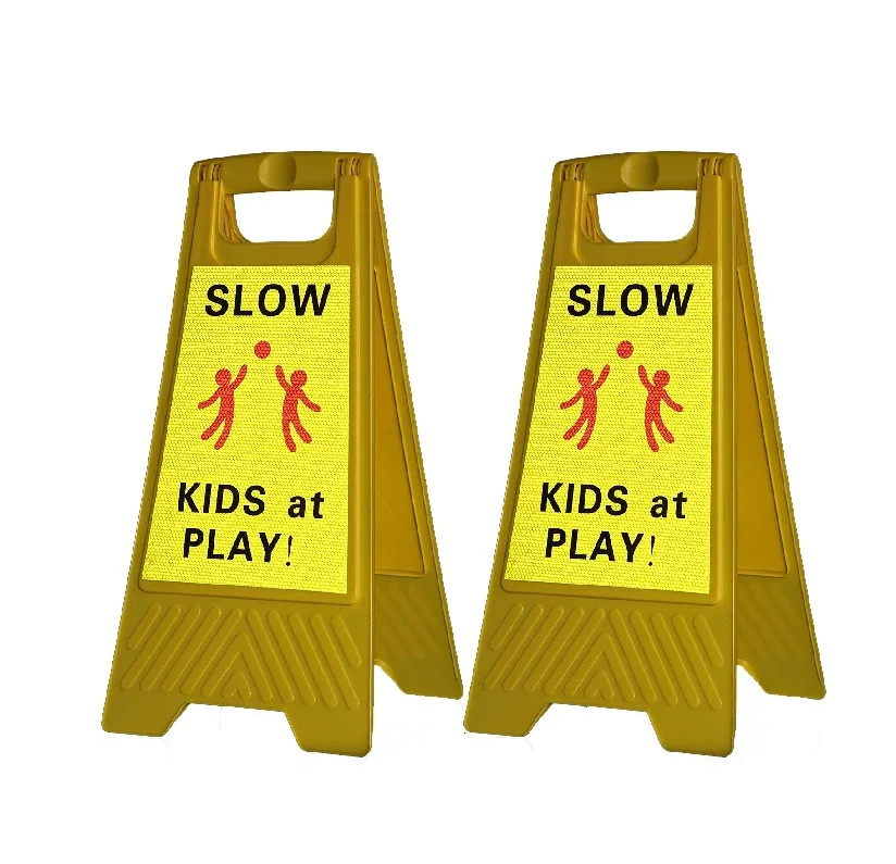FREE SAMPLE Slow Down Kids at Play Sign, Reflective Double Sided Slow Children at Play Signs, Caution Kids Playing Safety Signs