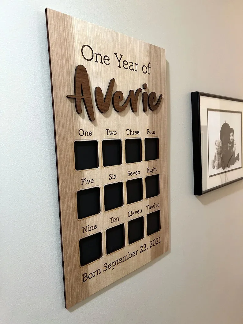 Baby Growth Record 12 Months Photo Frame Souvenir Growing Memory Gifts First Year Photo Board