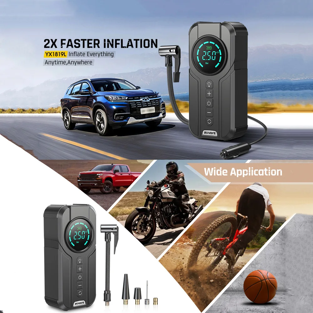 Wholesale Wireless 12v Tire Inflator Digital Automatic Tire Inflators Portable Mini Cordless Air Pump Car Air Compressor for Car