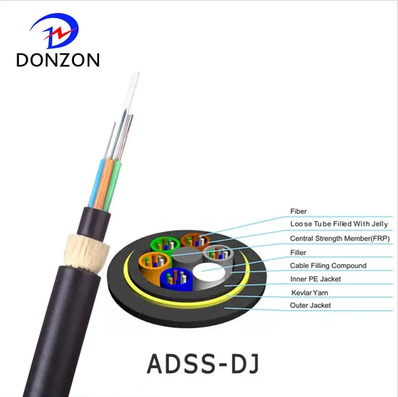 6/12/24/48 /96 ядер, одномодовый кабель ADSS/G652D наружный волоконно-оптический кабель