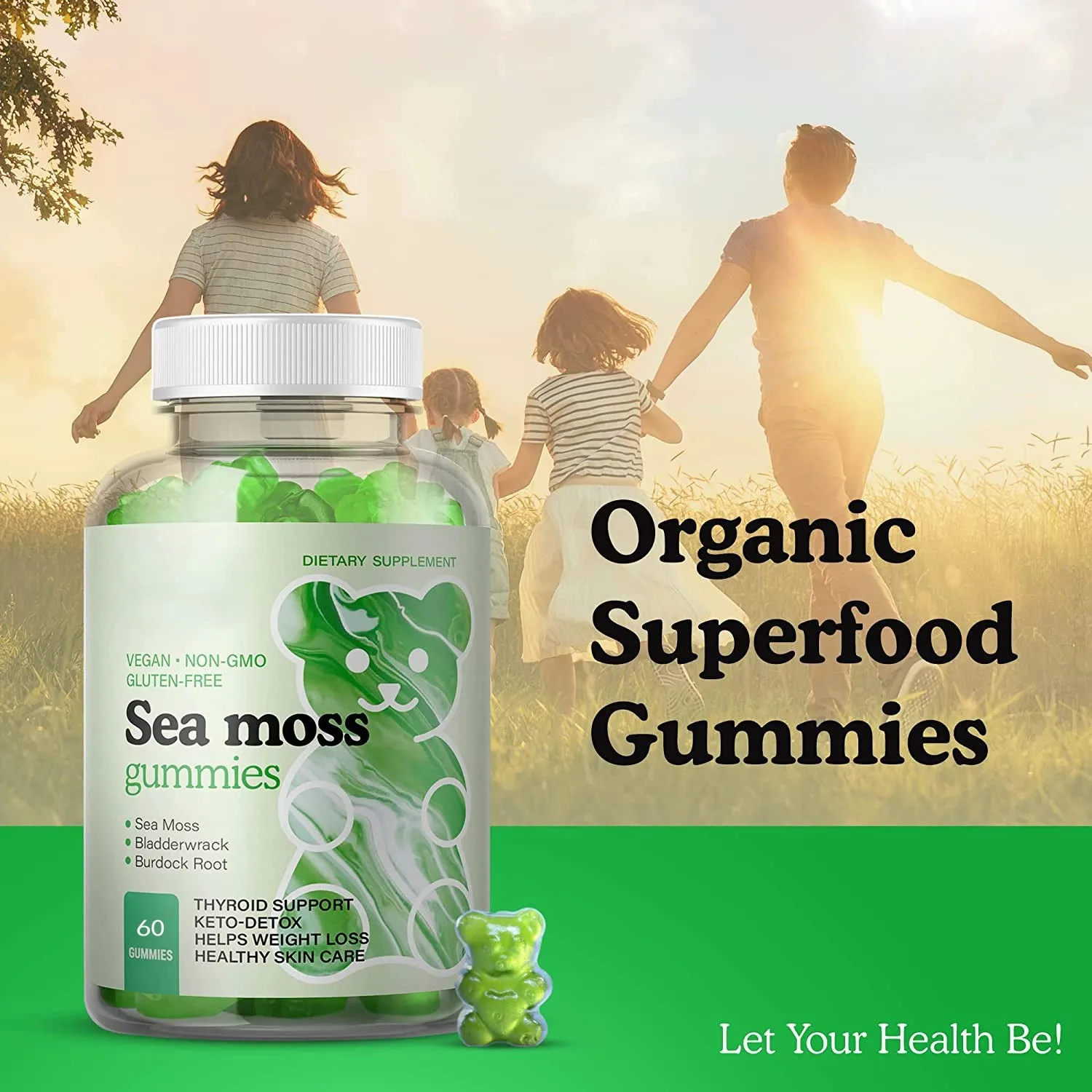 Organic Sea Moss Gummies Vegan Keto Superfoods Immune Boosting Irish Sea Moss gummies Gel Powder Burdock Root Diet Supplements