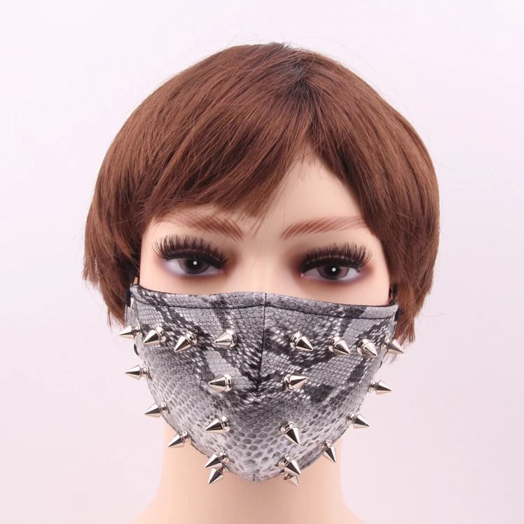 New carnival  leather personality punk rivet python half face anti pollution halloween party knight Motorcycle bike riding mask