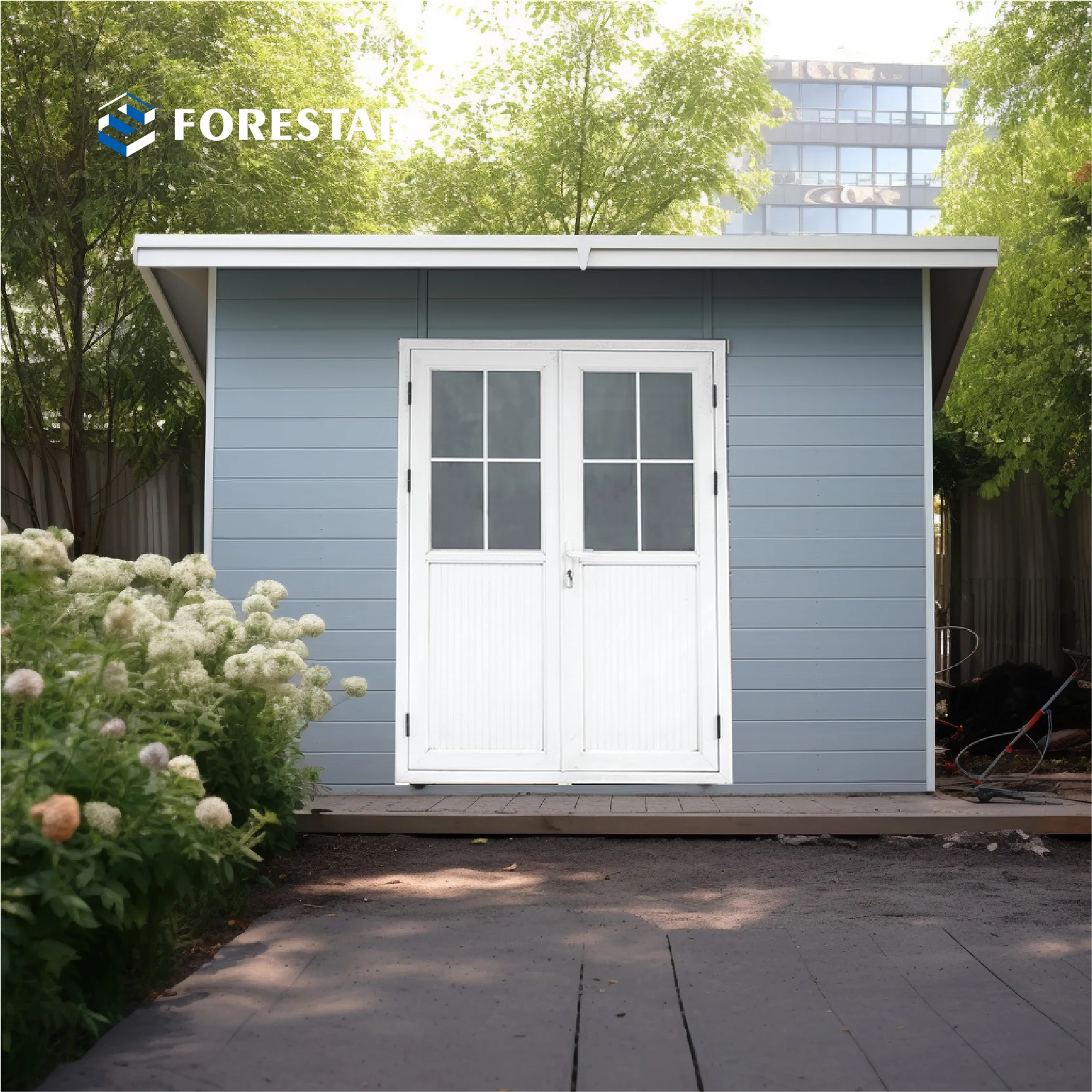 D Series New Fashion Design Wood Plastic Composite Shed House Outdoor Yard and Garden Plastic Tool Room