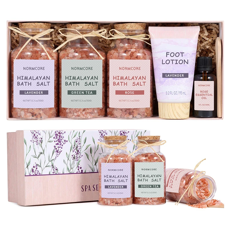 OEM Private Label  Floral Scent Bath Soak Himalayan Badesalz Bath Epsom Sea Salt Spa Body and Foot Bath Salts