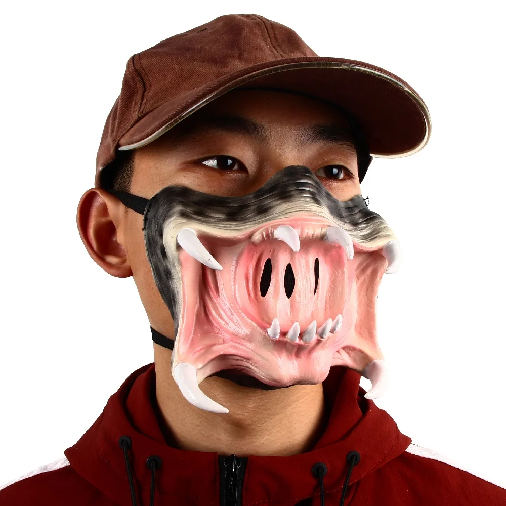 Dropshipping Predator Half Face Mask Latex Halloween Movie Horror Costume Mask Cosplay