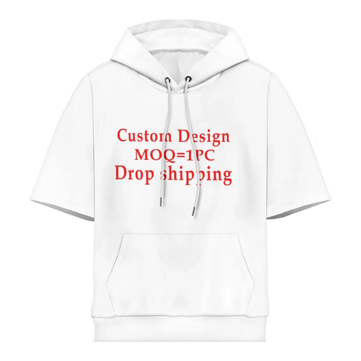 Wholesale Sublimation Print Personalized Hoodie Custom Mens Streetwear All Over Print Short Sleeves 100% Polyester Hoodie