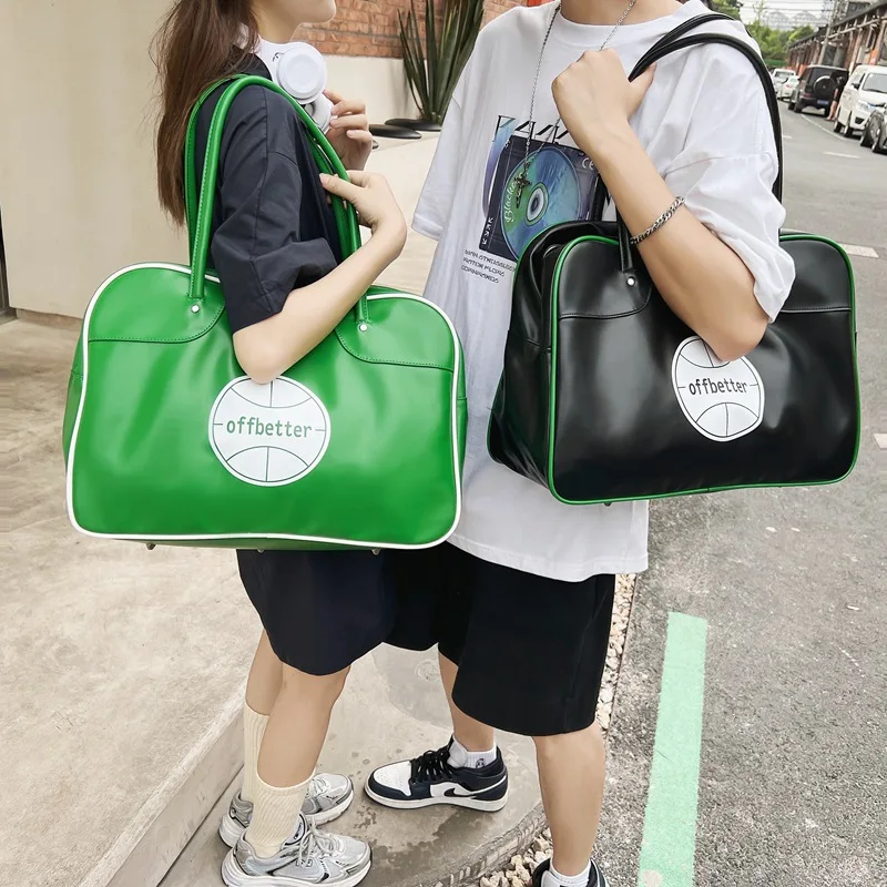 2022 new fashion soft leather portable fitness bag men and women sports leisure yoga travel bags college students shoulder bag