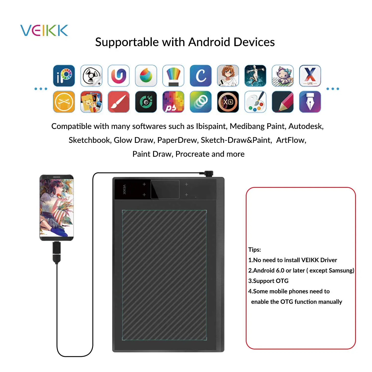 VEIKK Best A30 Graphic Tablet Drawing Tablet Pen Tablet 10 * 6 Inch with 8192 Levels Passive Pen