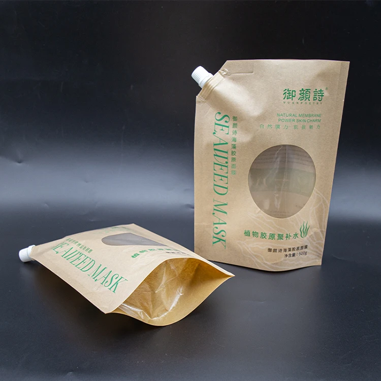 Custom Printed Recyclable PE Stand Up Spout Pouch Water Liquid Powder Wine Drink Plastic Paper Packaging Bags With Suction
