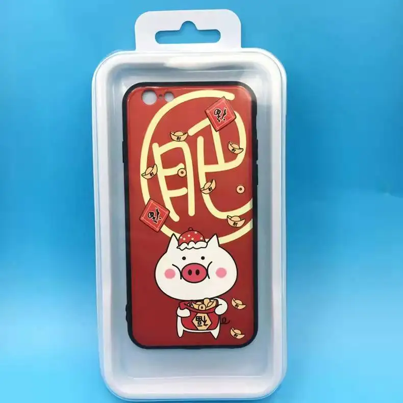 Color Printed foldable plastic packaging box for cell phone case with blister tray