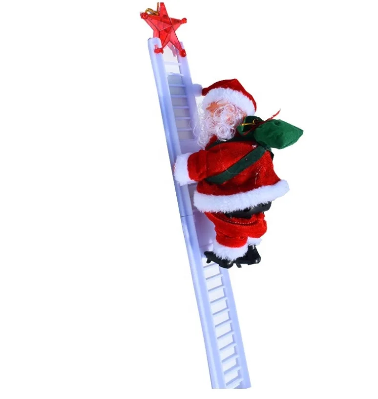 Santa Claus Climbing Ladder Jingle Bells Electric Toy Christmas Decoration Kids Gift
