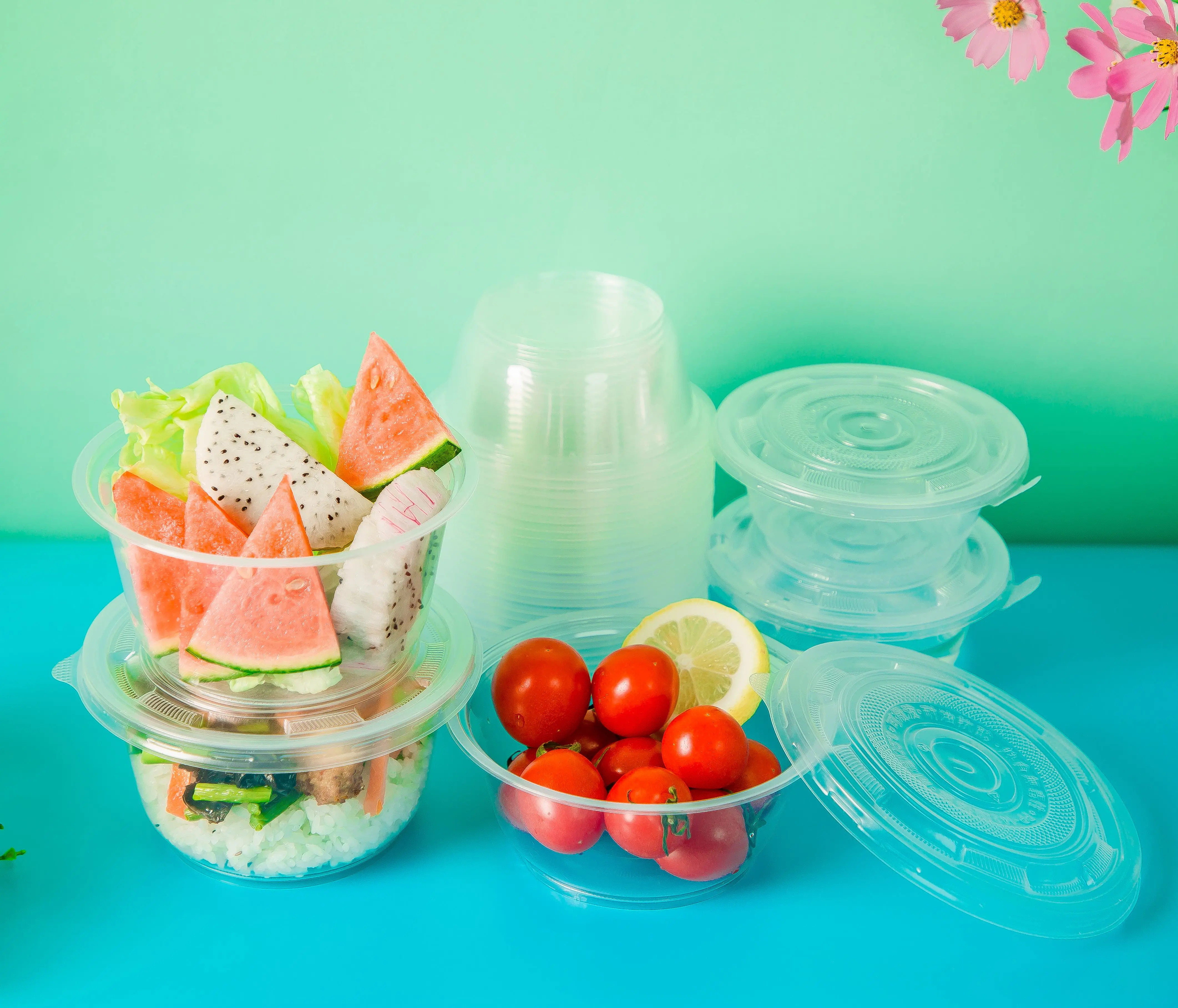 Custom Logo 12oz/16oz/35oz Clear Biodegradable Fruit Containers with Lid for Food Preservation Dessert Salad Fruit Storage