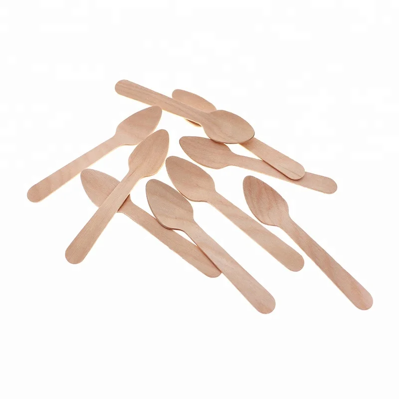 110mm 100% Natural Eco-friendly Hot Sale Biodegradable Mini Tasting Disposable Wooden Spoon