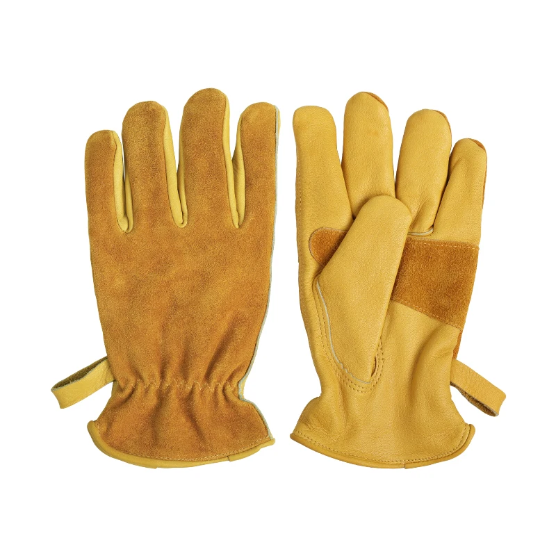 Перчатки KingGear мужские/женские рабочие защитные кожаные перчатки из воловьей кожи для улицы сада водителя