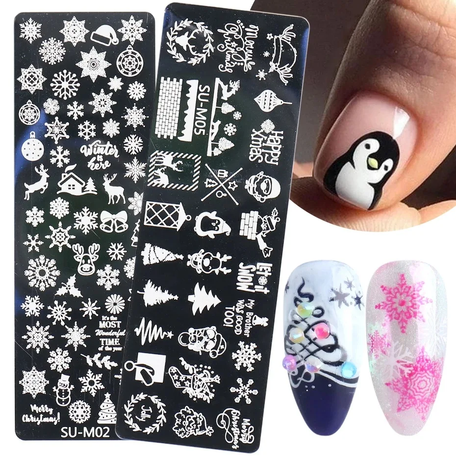 ANGNYA New Products Christmas tree snowflake 3D Custom Nail Stamping Plates Metal Plate Design Stamp Nail Stamping nail wraps