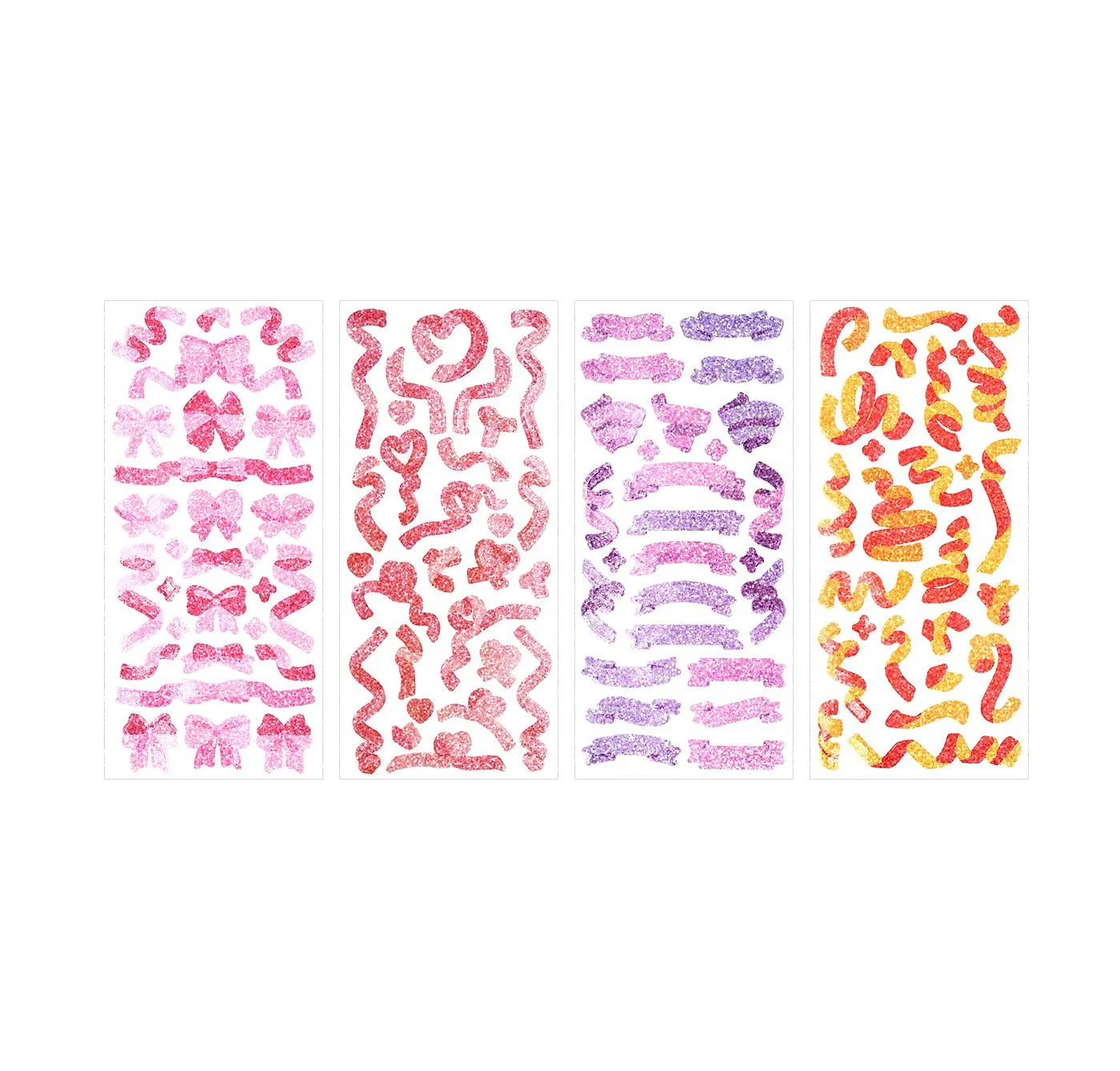 Customized Korean Kawaii Colorful Glitter Bowknot Stickers for Arts DIY Photocards