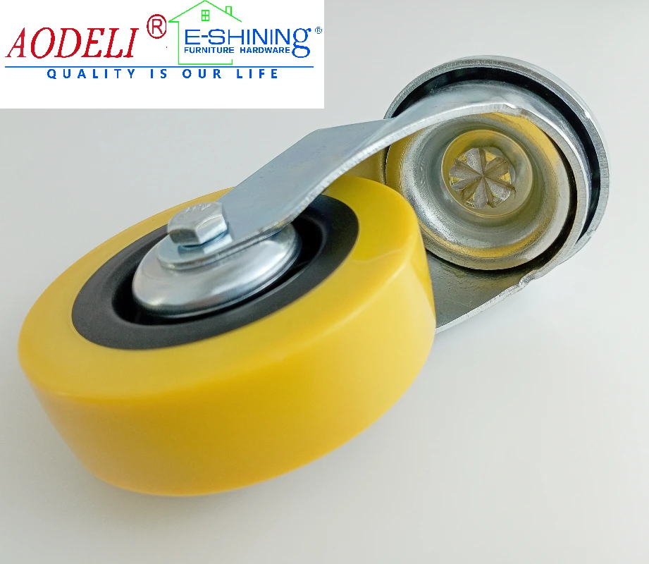 Caster Wheels Yellow PU Casters with Brake Heavy Duty Industrial Locking Swivel Castor Wheels for Workbench/Furniture/Cart