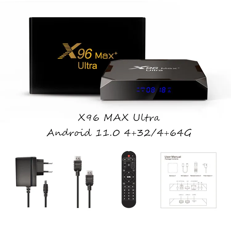 Hot Android 11.0 Leadcool X96 MAX Plus U-ltra Smart TV IPTV Set Top Box 8K HDR